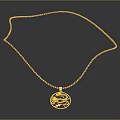 Elegant Gold Necklace With Circular Pendant Featuring Intricate Dragon Design For Women