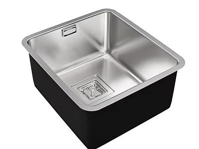 Stainless Steel Square Kitchen Sink With Functional Drain And Smooth Rim Design 3d model