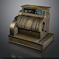 Vintage Brass Cash Register With Ornate Carvings Mechanical Components And Top