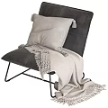 Multicolored Accent Chair Featuring Soft Plush Cushion and Knit Throw Blanket with Sturdy Metal Legs