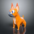 Cute Orange Dog Shaped Doll with Big Ears Blue Eyes and Cartoon Style Smooth Surface