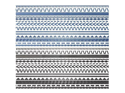 Various Decorative Carved Patterns With Geometric Lines And Blue Black Designs 3d model