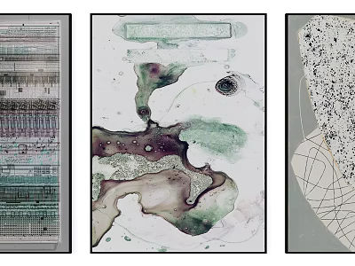 Three Piece Abstract Wall Art Collection With Modern Textures And Color Patterns 3d model