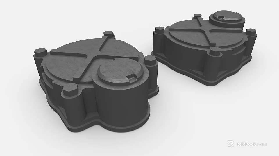 Industrial Equipment Mechanical Components With Black Structural Casing Design Two Units 3d model 
