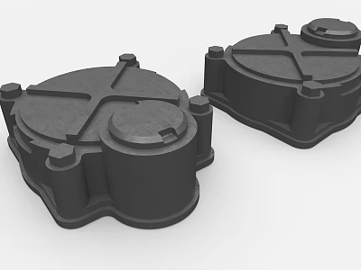 Industrial Equipment Mechanical Components With Black Structural Casing Design Two Units 3d model