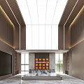 Modern Luxury Sales Office Interior Design With Glass Ceiling Wooden Panels And Central Display Area