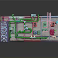Industrial Equipment Control Panel With Pipes Gauges Switches And Electrical Components