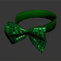 Cute Animal Wearing Green Polka Dot Bow Tie With Headband Accessory