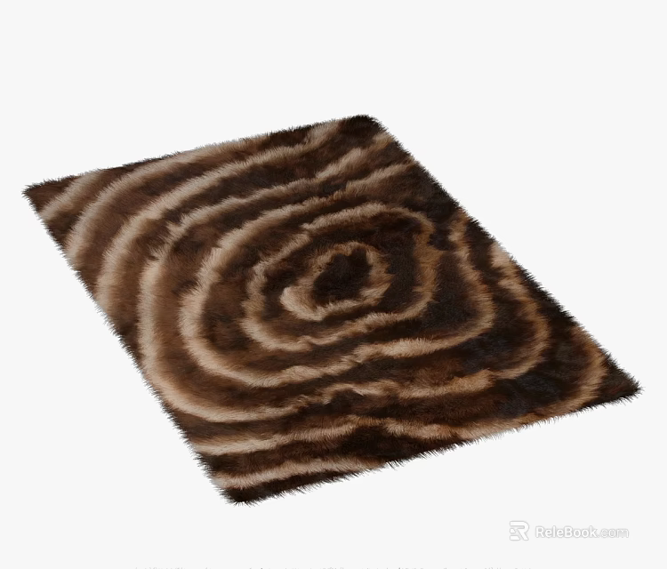 Soft Square Carpet with Spiral Stripe Pattern in Brown and Beige Tones 3d model