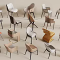 Modern Dining Chairs With Various Designs And Multiple Color Options 3d model
