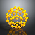 Yellow Spherical Molecular Model With Nodes And Connecting Lines On Dark Background 3d model