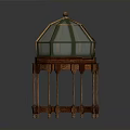 Wooden Decorative Display Stand With Octagonal Glass Dome Top 3d model