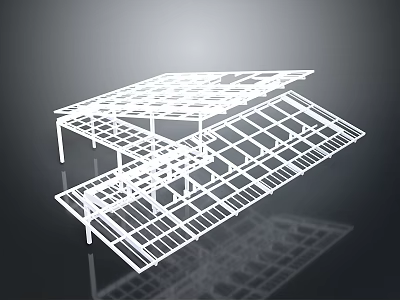 Modern White Building Frame Structure With Grid Design Architectural Model 3d model