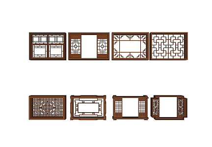 Chinese-style cut-out window pane 3d model