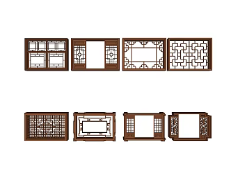 Chinese-style cut-out window pane 3d model