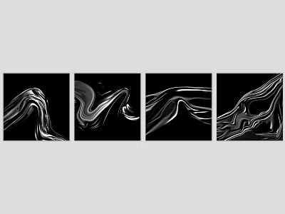 Black And White Abstract Art Paintings With Flowing Lines For Wall Decor 3d model
