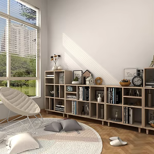 Living Room Combination Cabinet Bookcase Decorative Cabinet Casual Living Room Bookshelf Simple Storage Cabinet Nordic Style Bookcase Lazy Style Display Rack 3d model