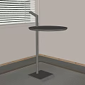 Modern Black Side Table With Round Top And Metal Stand By Window Corner 3d model