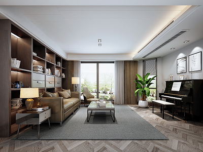 Modern Living Room Leisure Hall model