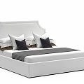 Modern White Double Bed with Upholstered Headboard and Decorative Pillows Bedding