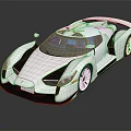 Silver Sports Car With Futuristic Sleek Design Low Profile Body Large Wheels And Orange Accents