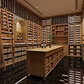 Elegant Wine Cellar Interior Design With Well Organized Racks Wooden Counter And Bottles