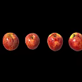 Fresh Red Apples With Yellow Speckles Arranged In A Row On Black Background