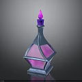 Diamond Shaped Magic Bottle With Blue Body Purple Spire And Pink Liquid