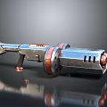 Futuristic Sci Fi Weapon With Metallic Blue Silver Body And Copper Rings Design
