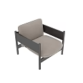 Single Sofa With Black Frame And Light Gray Cushion Modern Design Armrests 3d model