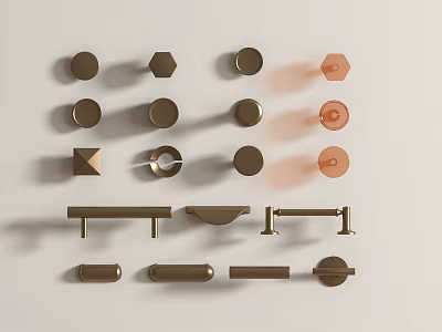 Modern Furniture Handles With Various Shapes And Metal Finishes For Home Decoration 3d model