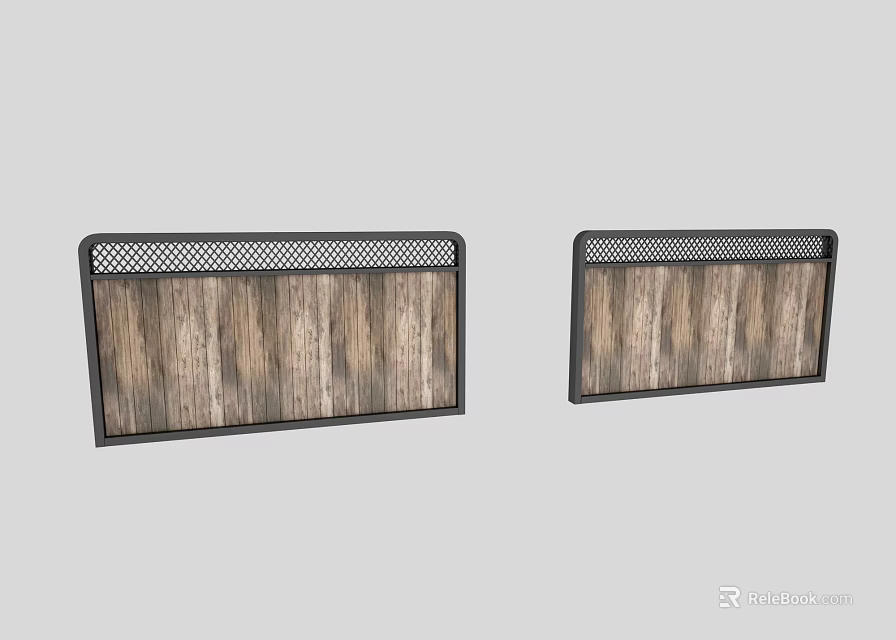 Two Modern Wooden Panels With Black Frames And Mesh Top Design 3d model