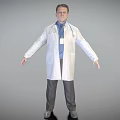 Male Doctor Wearing White Coat With Stethoscope And ID Badge In Standing Posture