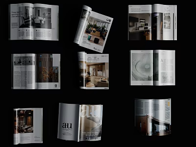 Home Design Books Magazines With Open Pages And Interior Decor Layout 3d model