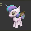 Game Movie Character White Unicorn Pony With Pink Purple Blue Mane Wings and Big Eyes