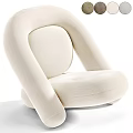 Cream Colored Modern Single Sofa With Curved Upholstered Design And Comfortable Style