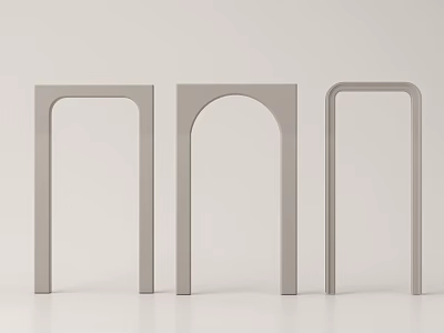 Three Different Shaped Light Gray Modern Door Frames For Interior Decor 3d model