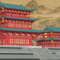 Tang and Song Dynasty Sutra Collection Temple Tower Ancient Architecture 3d model
