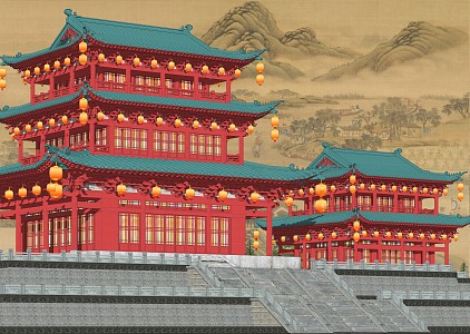 Tang and Song Dynasty Sutra Collection Temple Tower Ancient Architecture 3d model