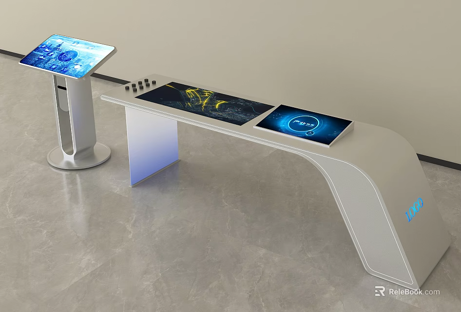 Modern Smart Public Facility Interactive Information Display with Touch Screens 3d model 