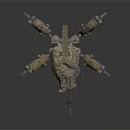 Futuristic Cybernetic Spider Robot Creature With Multiple Metallic Legs And Gear Design