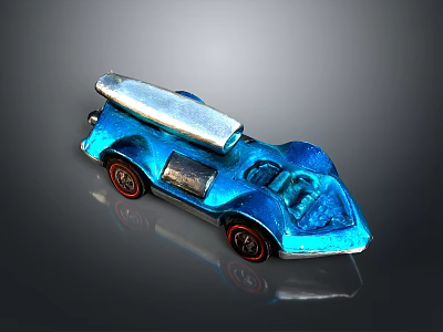 Blue Toy Race Car With Silver Top Red Rimmed Wheels And Shiny Metallic Finish 3d model