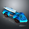 Blue Toy Race Car With Silver Top Red Rimmed Wheels And Shiny Metallic Finish