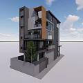 Modern Detached Villa Exterior Design With Large Glass Windows Wooden Accents Balconies And Greenery