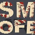 3D Alphabet Wall Hanging Decor With Wooden Texture And Red Accent Design For Home