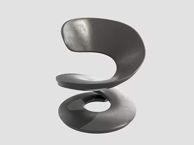 Modern Black Single Chair With Unique Curved Structure And Sleek Design 3d model