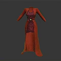 Red Long Evening Gown With Elegant Design And Lace Detailing