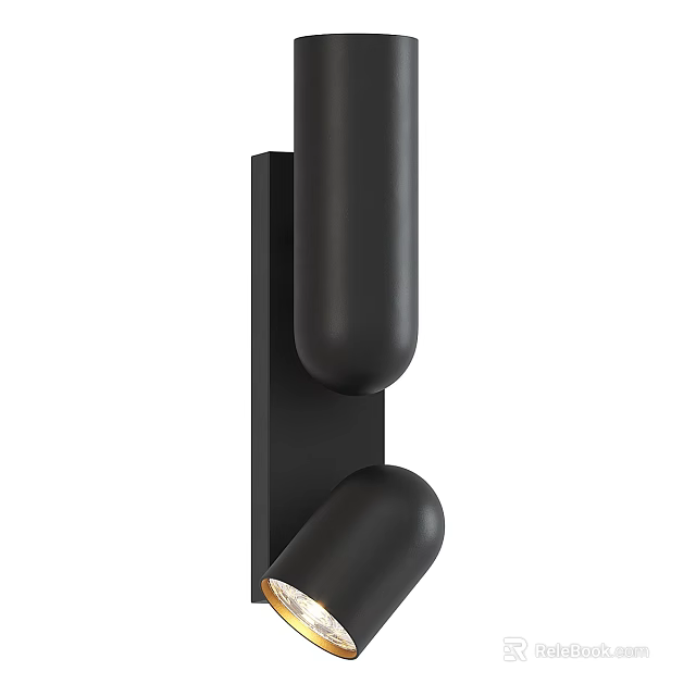 Black Wall Mounted Downlights Spotlights With Modern Cylindrical Design For Home Interior Lighting 3d model 