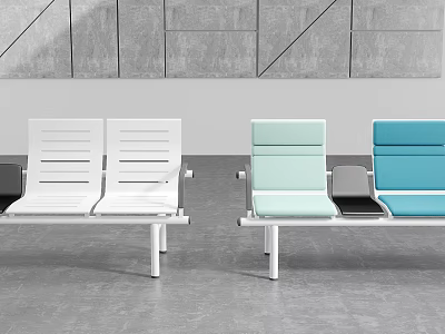 Modern Public Chairs With Colorful Seats And Metallic Frame In Grey Space 3d model