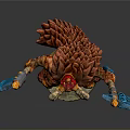 Horned Red Skinned Warrior Character With Dual Blue Axes Ornate Armor And Mythical Creature Elements